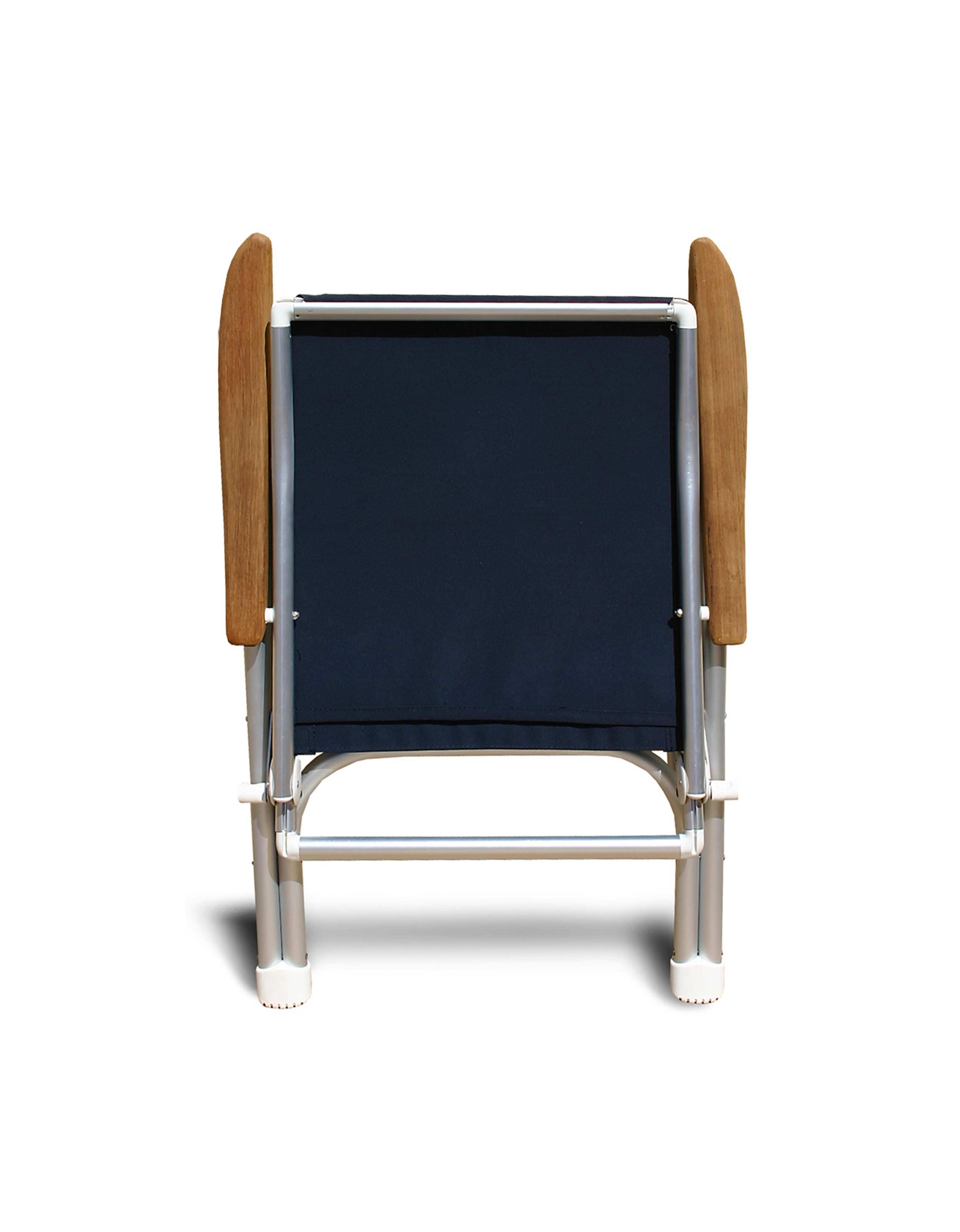 FORMA MARINE Boat Chair  Heavy Duty OVERSIZED Folding with Teak Armrests 120Kg Body Support B100NB #color_navy