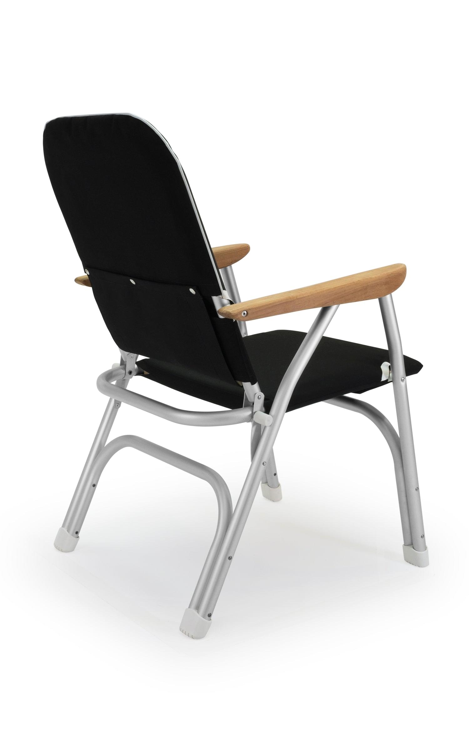 FORMA MARINE Boat Chair  Heavy Duty OVERSIZED Folding with Teak Armrests 120Kg Body Support B100BL #color_black
