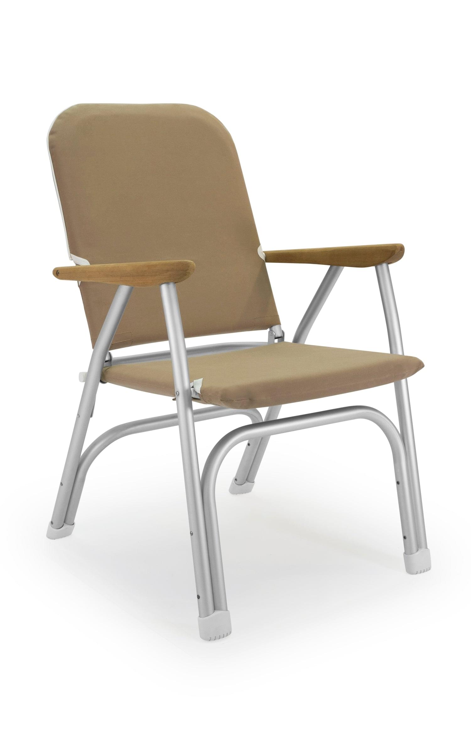 FORMA MARINE Boat Chair  Heavy Duty OVERSIZED Folding with Teak Armrests 120Kg Body Support B100BR #color_brown