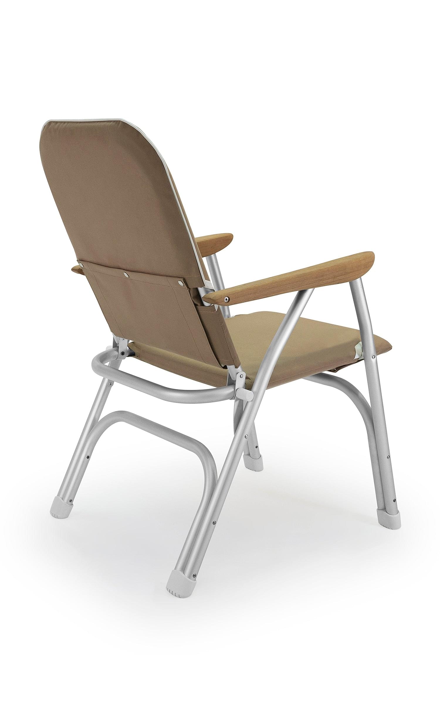 FORMA MARINE Boat Chair  Heavy Duty OVERSIZED Folding with Teak Armrests 120Kg Body Support B100BR #color_brown