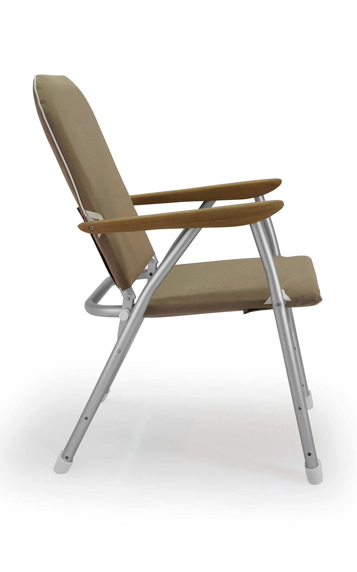FORMA MARINE Boat Chair  Heavy Duty OVERSIZED Folding with Teak Armrests 120Kg Body Support B100BR #color_brown