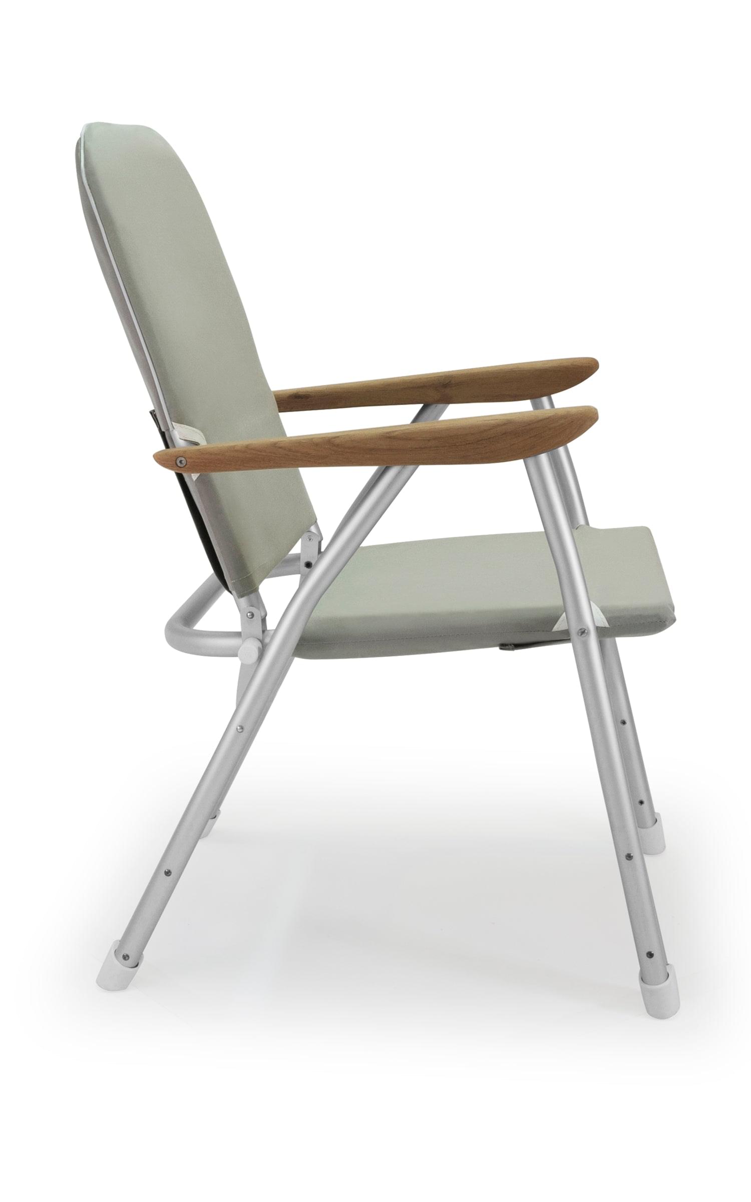 FORMA MARINE Boat Chair  Heavy Duty OVERSIZED Folding with Teak Armrests 120Kg Body Support B100G #color_grey