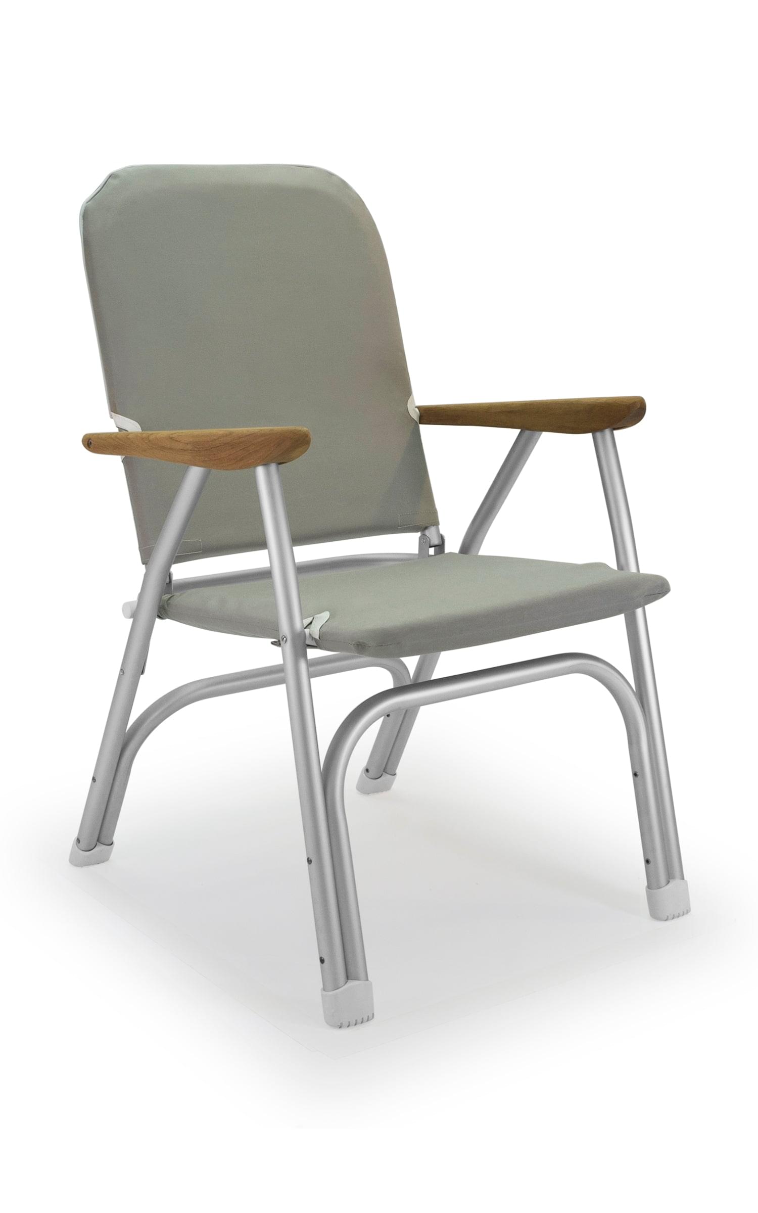 FORMA MARINE Boat Chair  Heavy Duty OVERSIZED Folding with Teak Armrests 120Kg Body Support B100G #color_grey