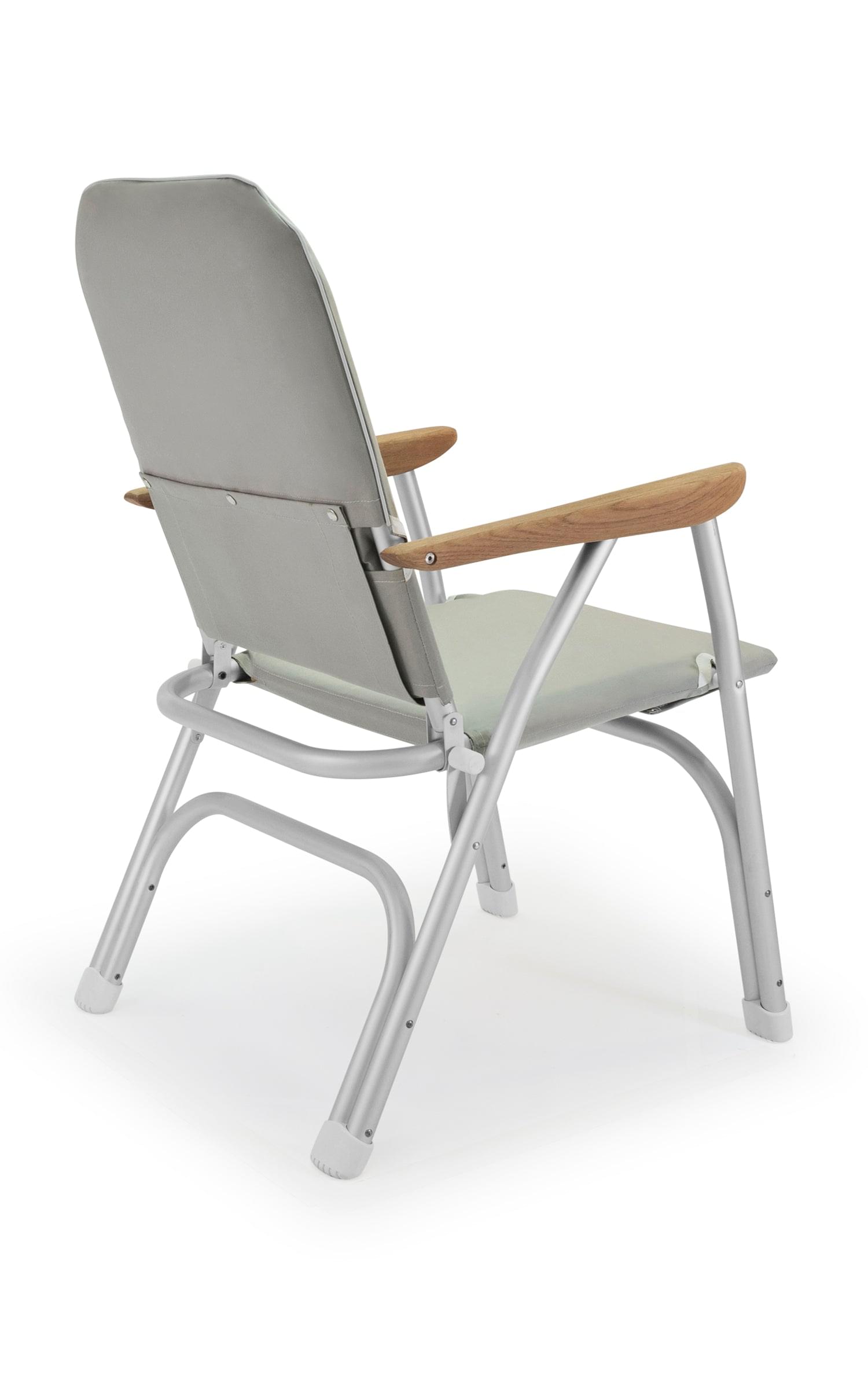 FORMA MARINE Boat Chair  Heavy Duty OVERSIZED Folding with Teak Armrests 120Kg Body Support B100G #color_grey