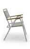 FORMA MARINE Folding Aluminum Grey Boat Chair with Teak Armrests, Model M100G