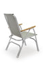 FORMA MARINE Folding Aluminum High Back Grey Boat Chair with Teak Armrests, Model M150G