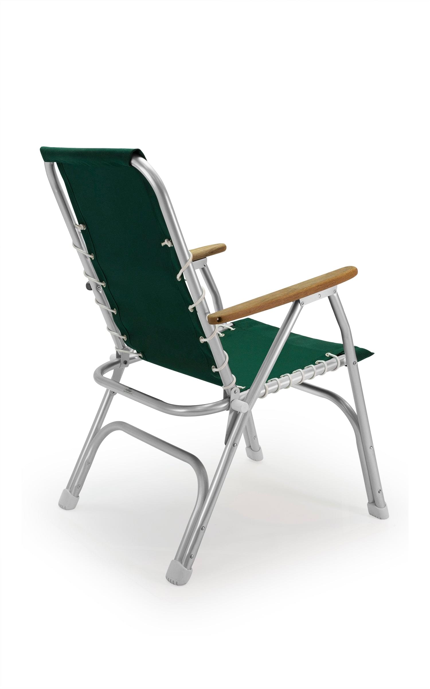 FORMA MARINE Boat Chair with Teak Armrests Folding Aluminum High Back Green M150GR #color_green