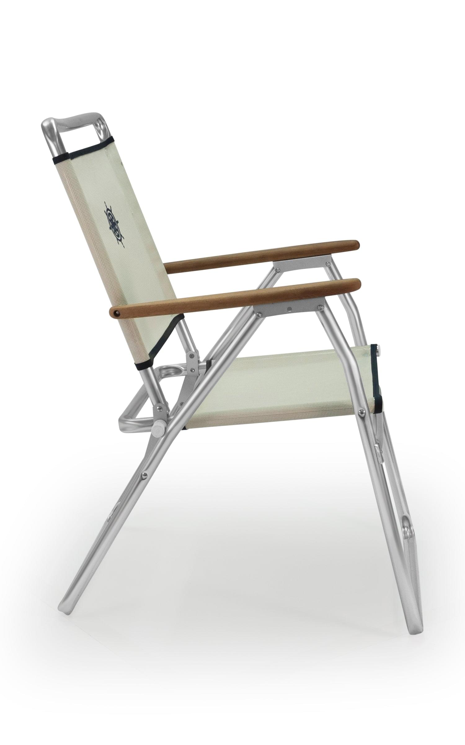 FORMA MARINE  Outdoor Chair with Teak Armrests-Textilene Fabric Folding Aluminum White, PA160AT #color_white