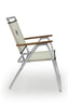 FORMA MARINE Folding Aluminum White Outdoor Chair with Teak Armrests-Textilene Fabric, Model PA160AT