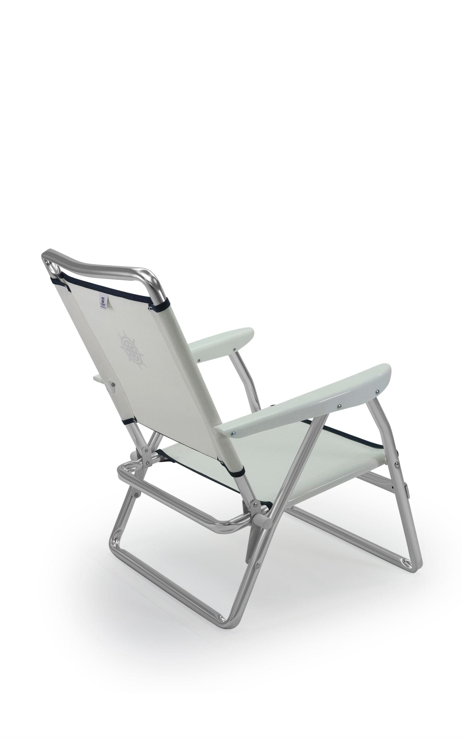 FORMA MARINE  Beach Chair with Plastic Armrests-Textilene Fabric Folding Aluminum White PA600A #color_white