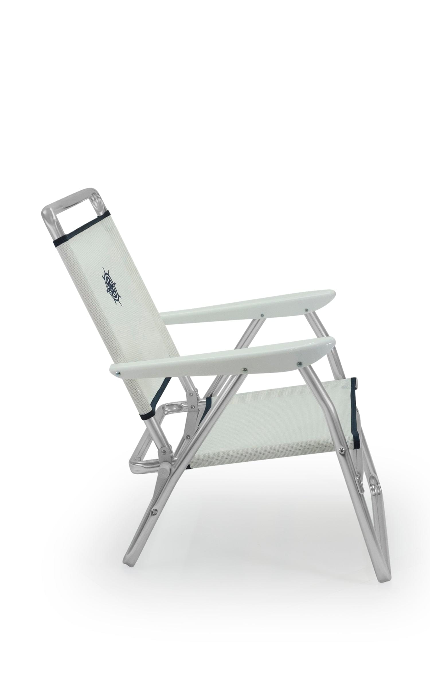 FORMA MARINE  Beach Chair with Plastic Armrests-Textilene Fabric Folding Aluminum White PA600A #color_white