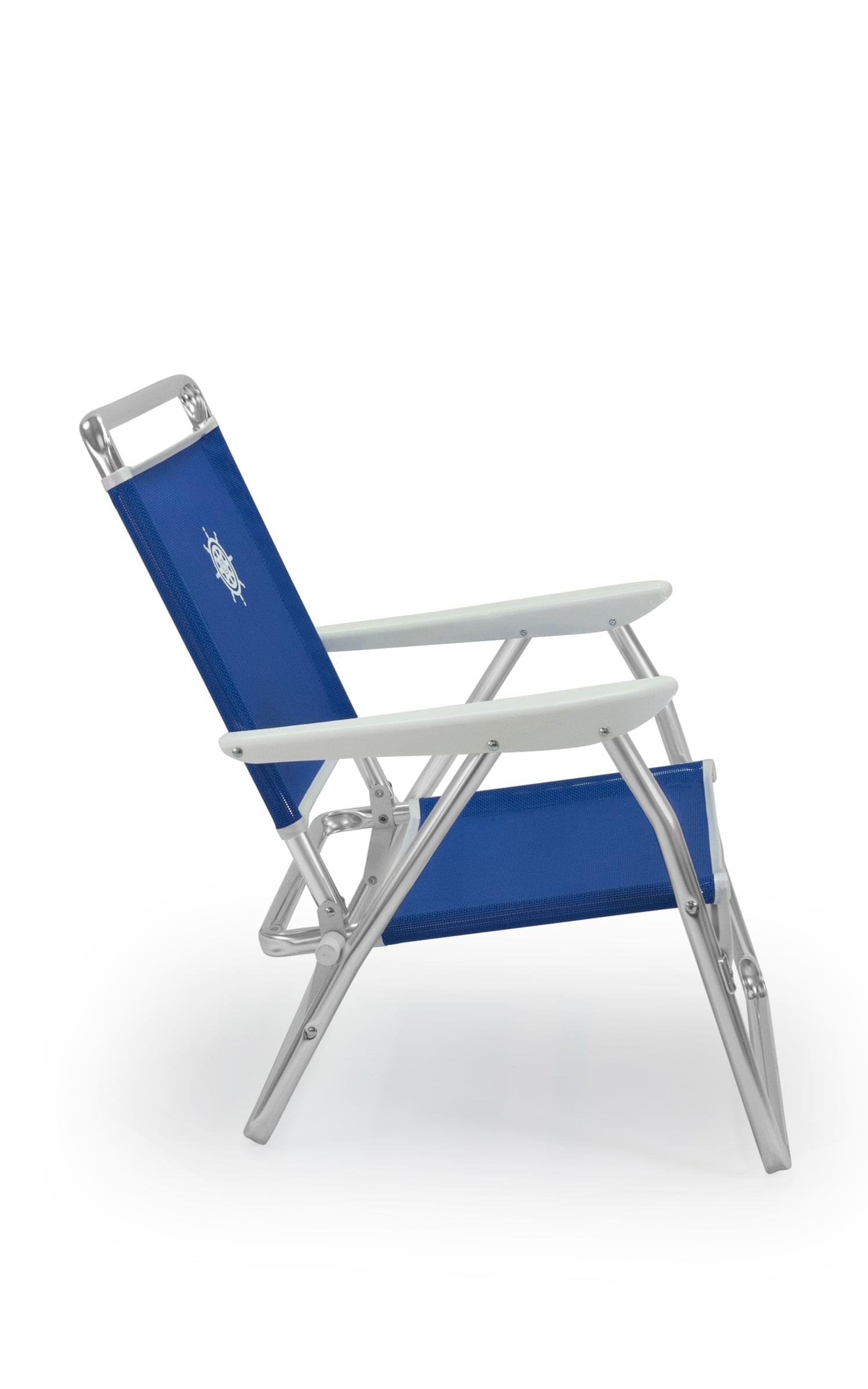 FORMA MARINE  Beach Chair with Plastic Armrests-Textilene Fabric Folding Aluminum White PA600B #color_blue