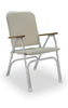 FORMA MARINE Folding Aluminum High Back White Padded Large Boat Chair with Teak Armrests, Model V100W