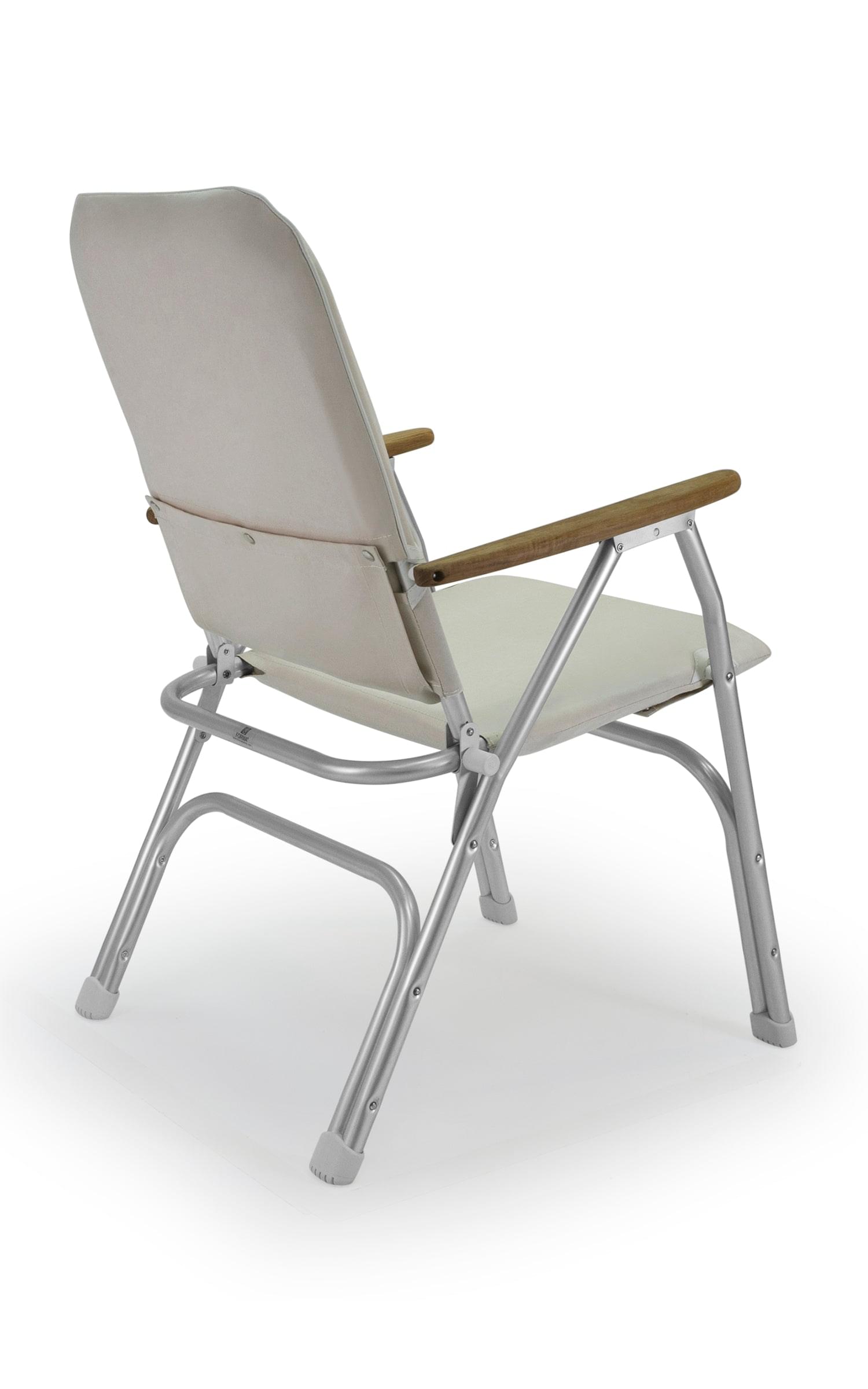 FORMA MARINE Boat Chair with Teak Armrests High Back White Padded Folding Aluminum Large -V100W #color_white