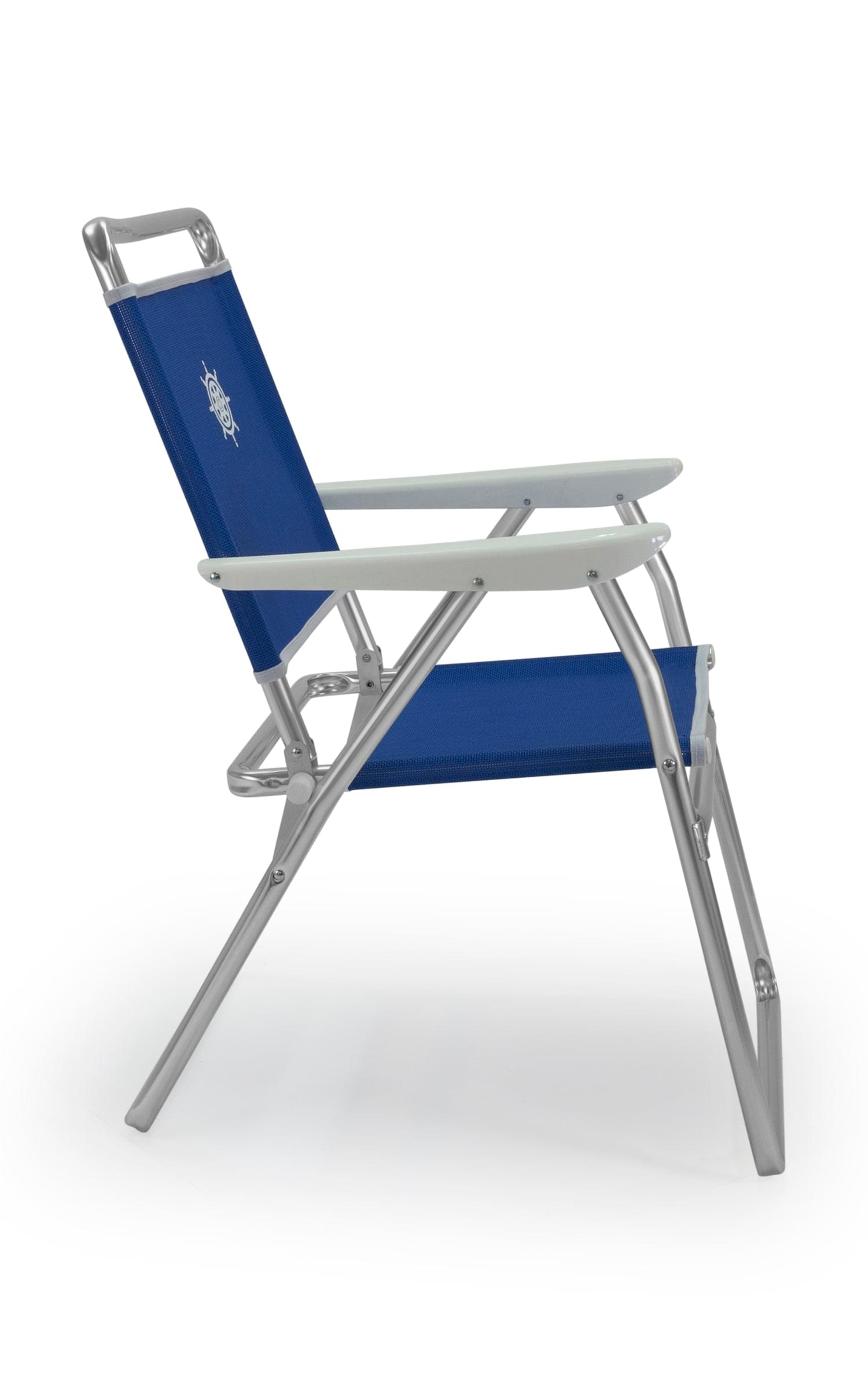 FORMA MARINE Outdoor Chair with Plastic Armrests-Textilene Fabric Folding Aluminum Blue, PA160B #color_blue