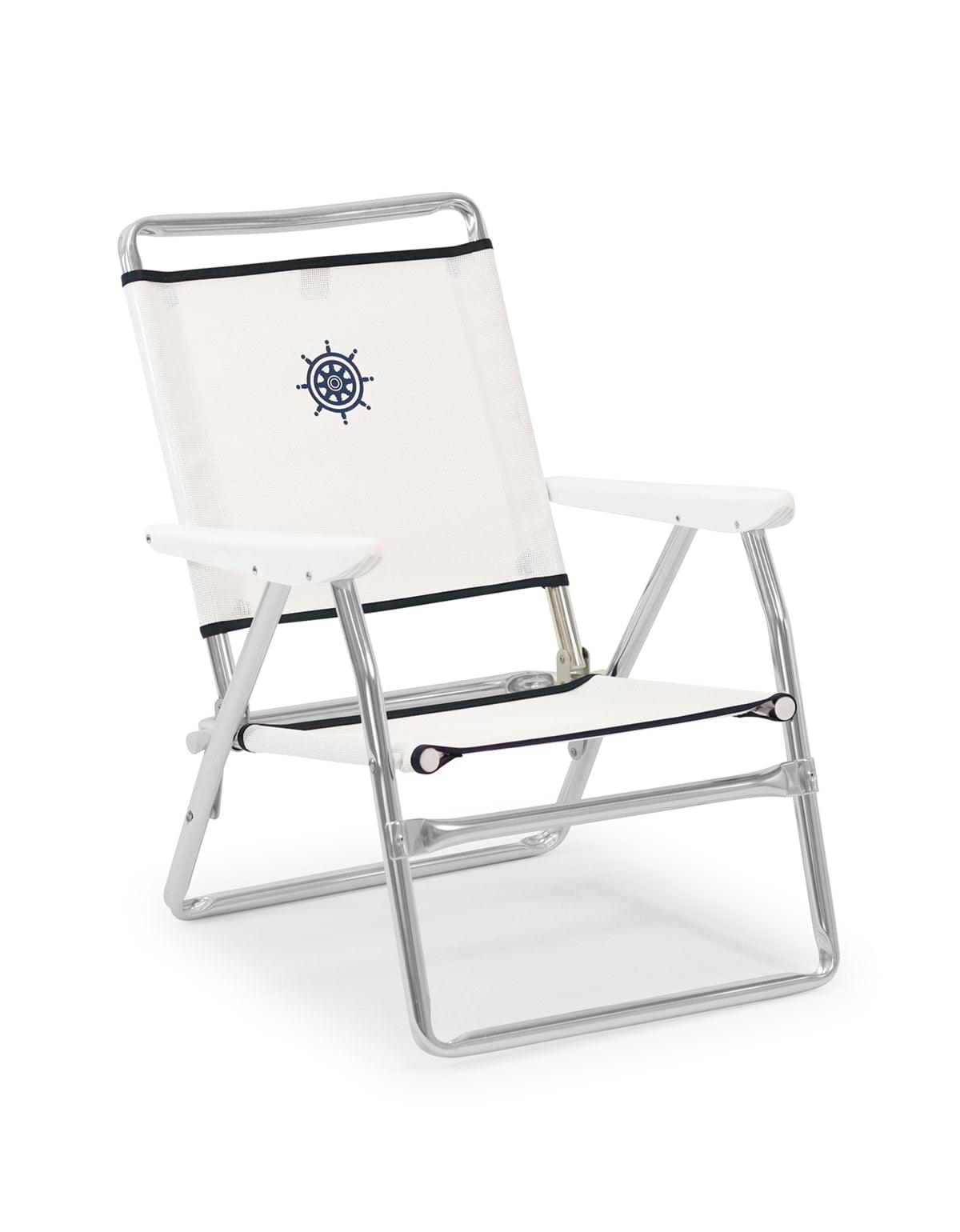 FORMA MARINE  Beach Chair with Plastic Armrests-Textilene Fabric Folding Aluminum White PA600A #color_white