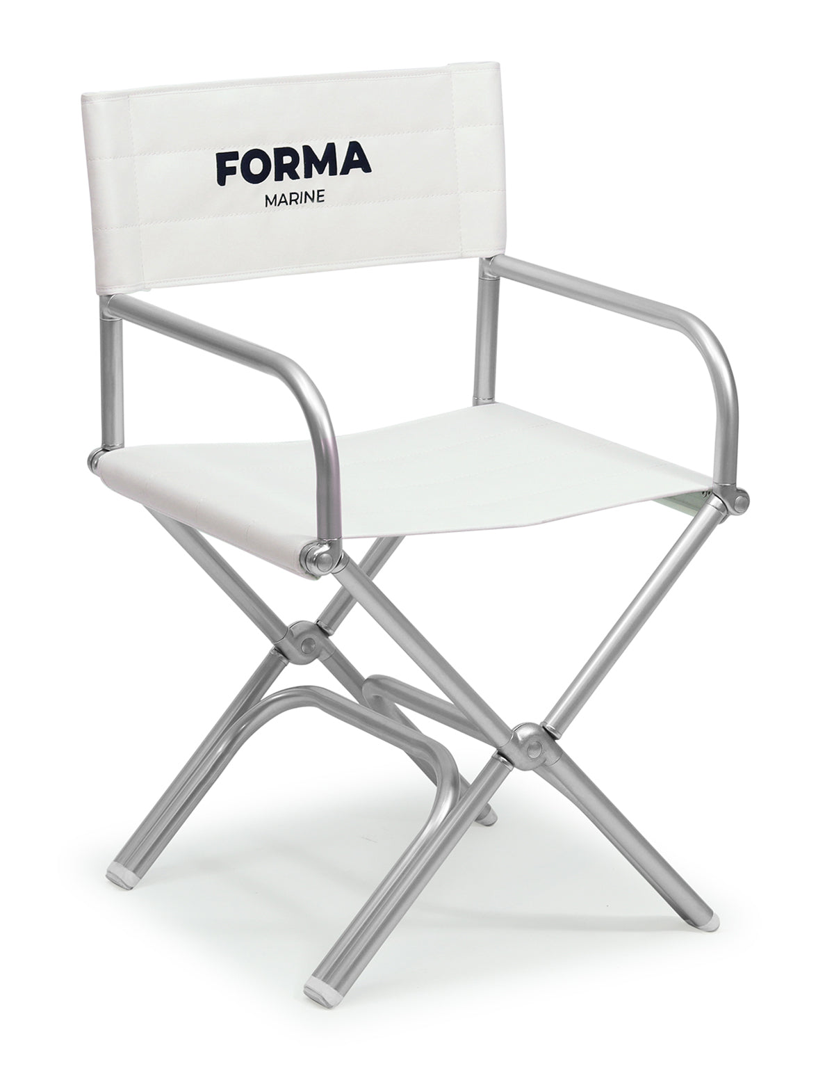FORMA MARINE Boat Chair Folding Aluminum with embroidered yacht name or logo #color_white vinyl