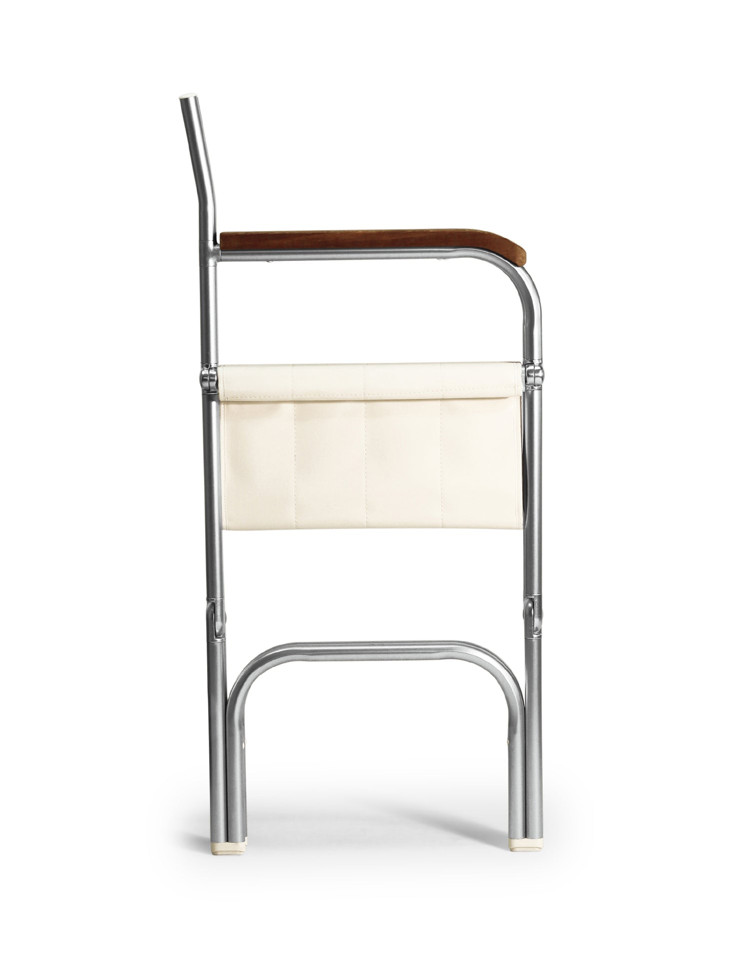 FORMA MARINE Boat Chair Teak Armrests Folding Aluminum White Vinyl, A6000VWT #color_white vinyl