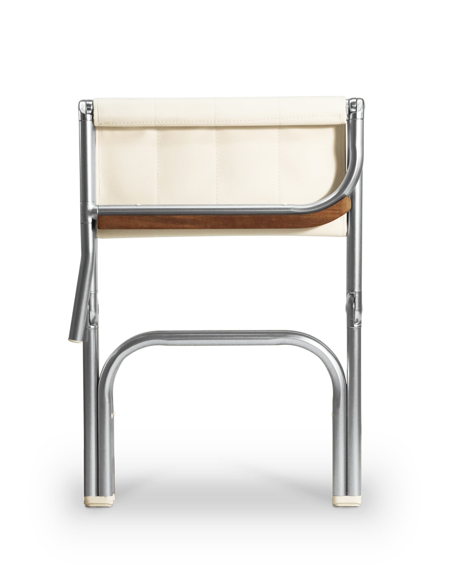 FORMA MARINE Boat Chair Teak Armrests Folding Aluminum White Vinyl, A6000VWT #color_white vinyl