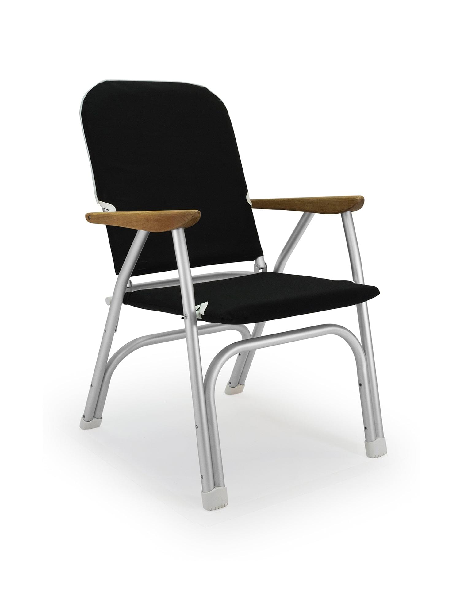 FORMA MARINE Boat Chair  Heavy Duty OVERSIZED Folding with Teak Armrests 120Kg Body Support B100BL #color_black