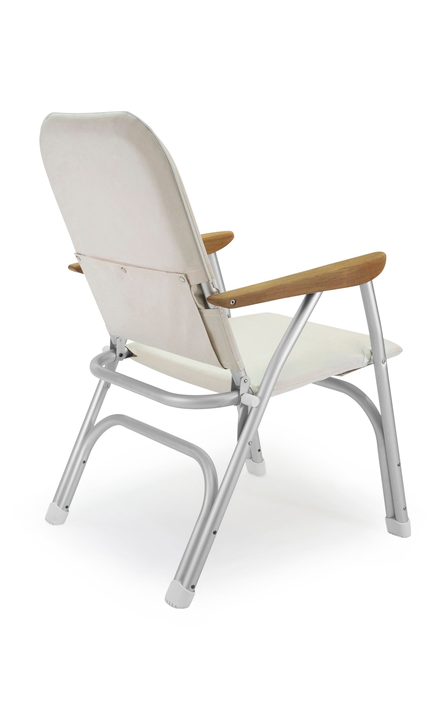 FORMA MARINE Boat Chair  Heavy Duty OVERSIZED Folding with Teak Armrests 120Kg Body Support B100W #color_white