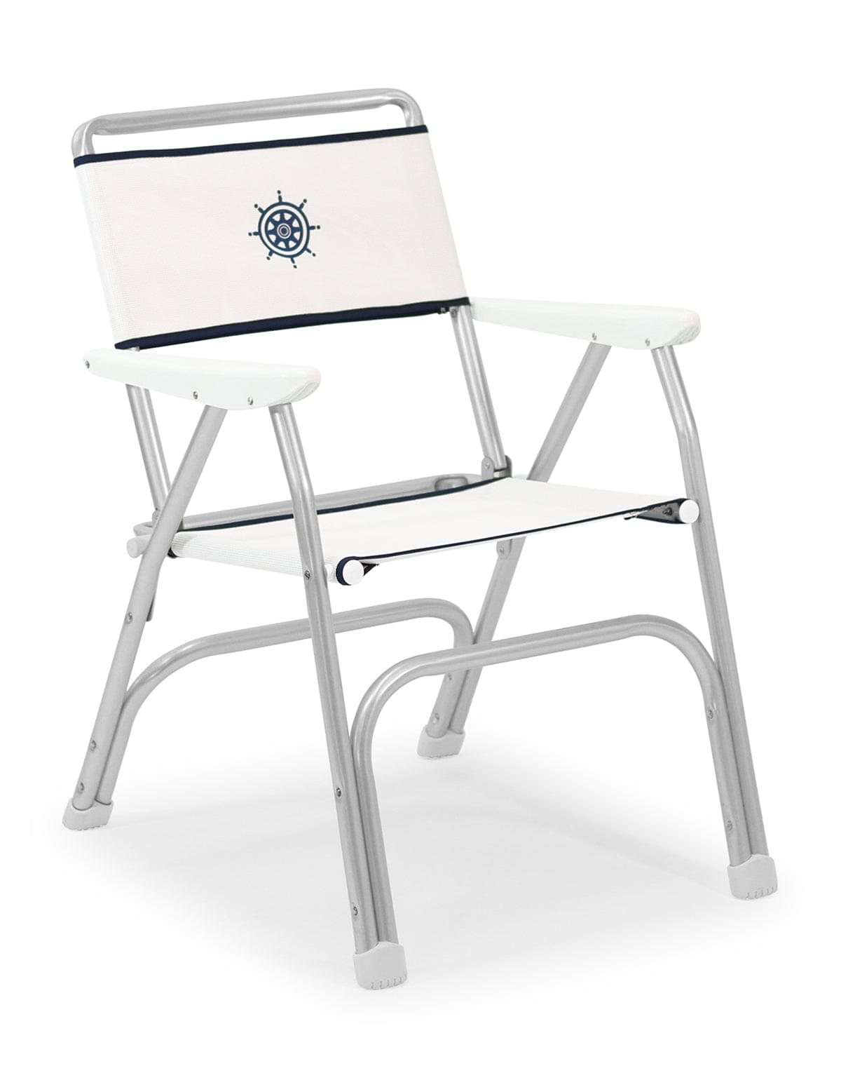FORMA MARINE Boat Chair Folding Aluminum White Textilene Fabric White Plastic Armrests, Set of 2 M100PW #color_white vinyl