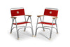 FORMA MARINE Folding Aluminum Red Boat Chair with Teak Armrests, Set of 2 chairs model M100R