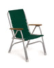 FORMA MARINE Folding Aluminum High Back Green Boat Chair with Teak Armrests, Model M150GR