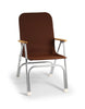 FORMA MARINE Folding Aluminum Brown Chocolate Boat Chair with Teak Armrests Uniform Fabric, Model M120BRCH