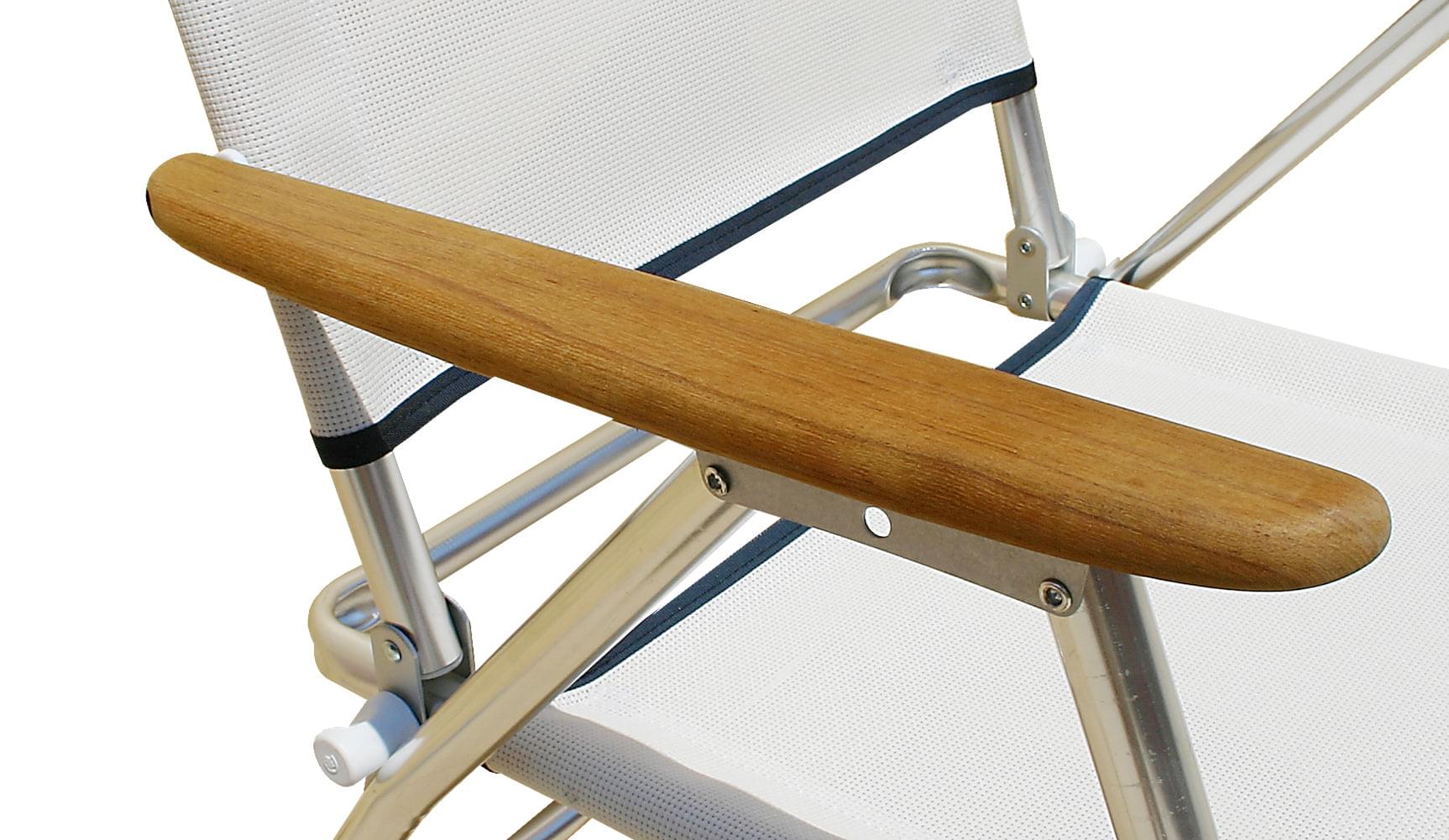 FORMA MARINE Beach Chair with Teak Armrests-Textilene Fabric Folding Aluminum Blue PA600BT #color_blue