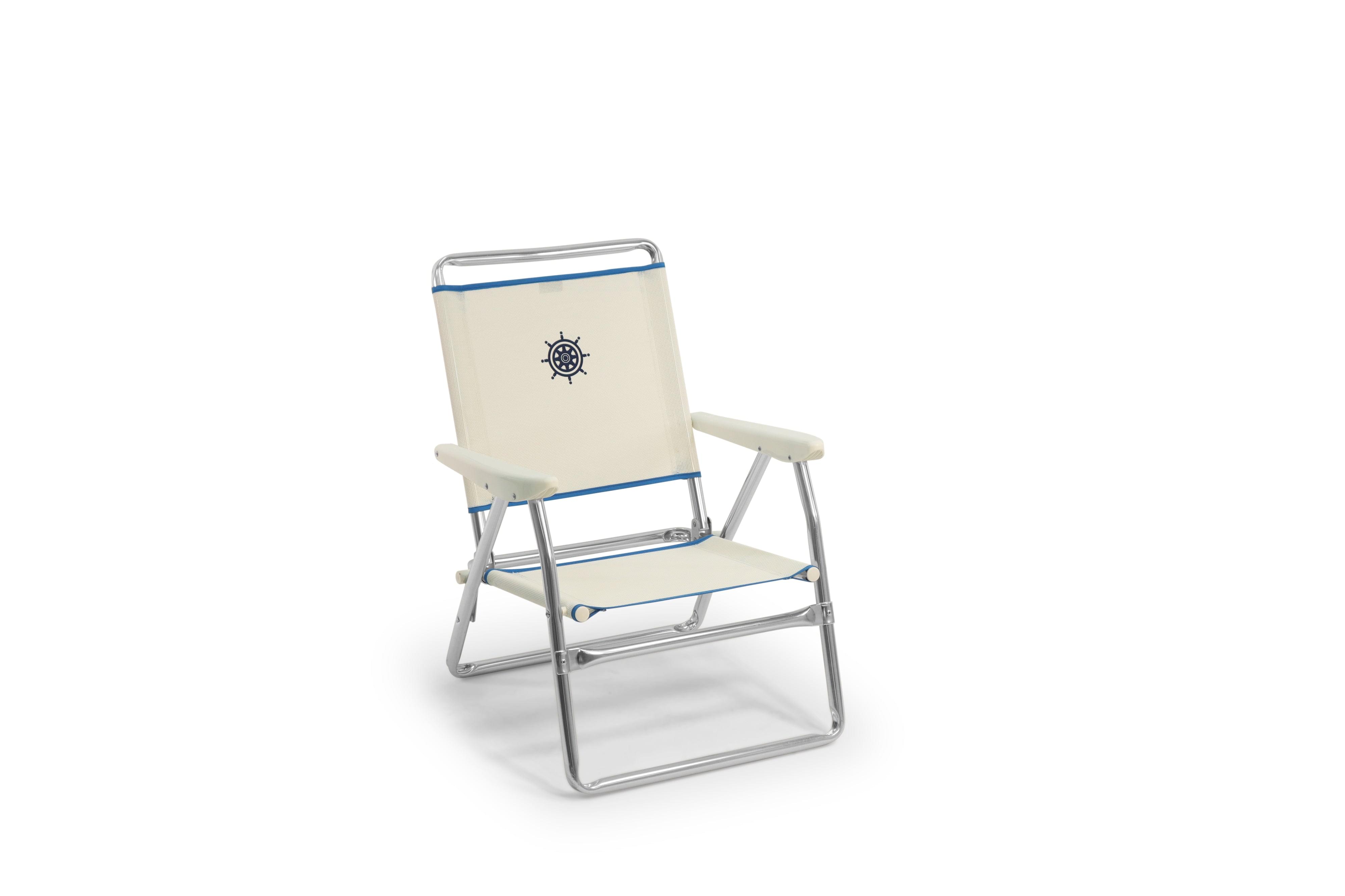 FORMA MARINE  Beach Chair with Plastic Armrests-Textilene Fabric Folding Aluminum White PA600A #color_white