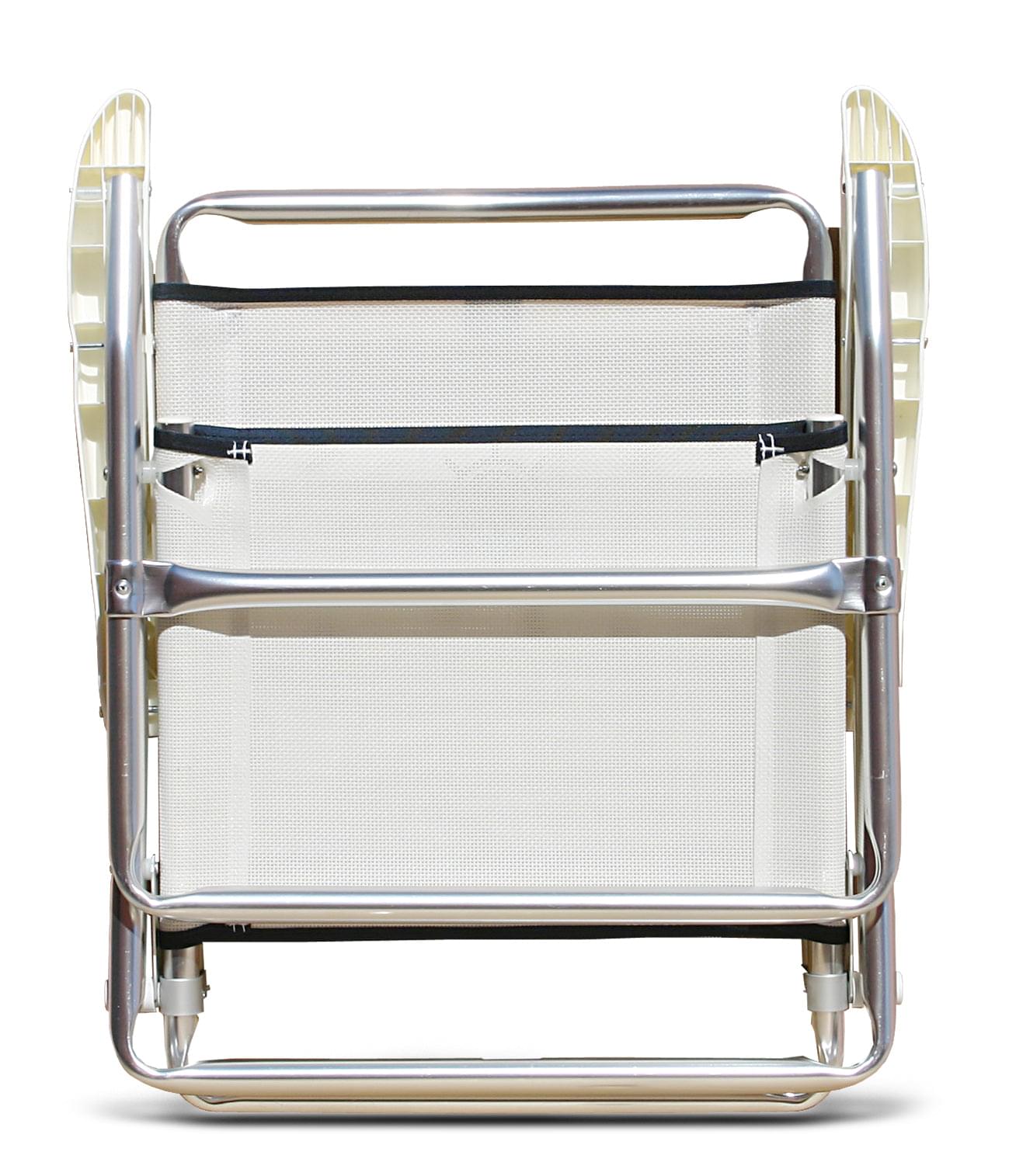 FORMA MARINE  Beach Chair with Teak Armrests-Textilene Fabric Folding Aluminum White PA600AT #color_white