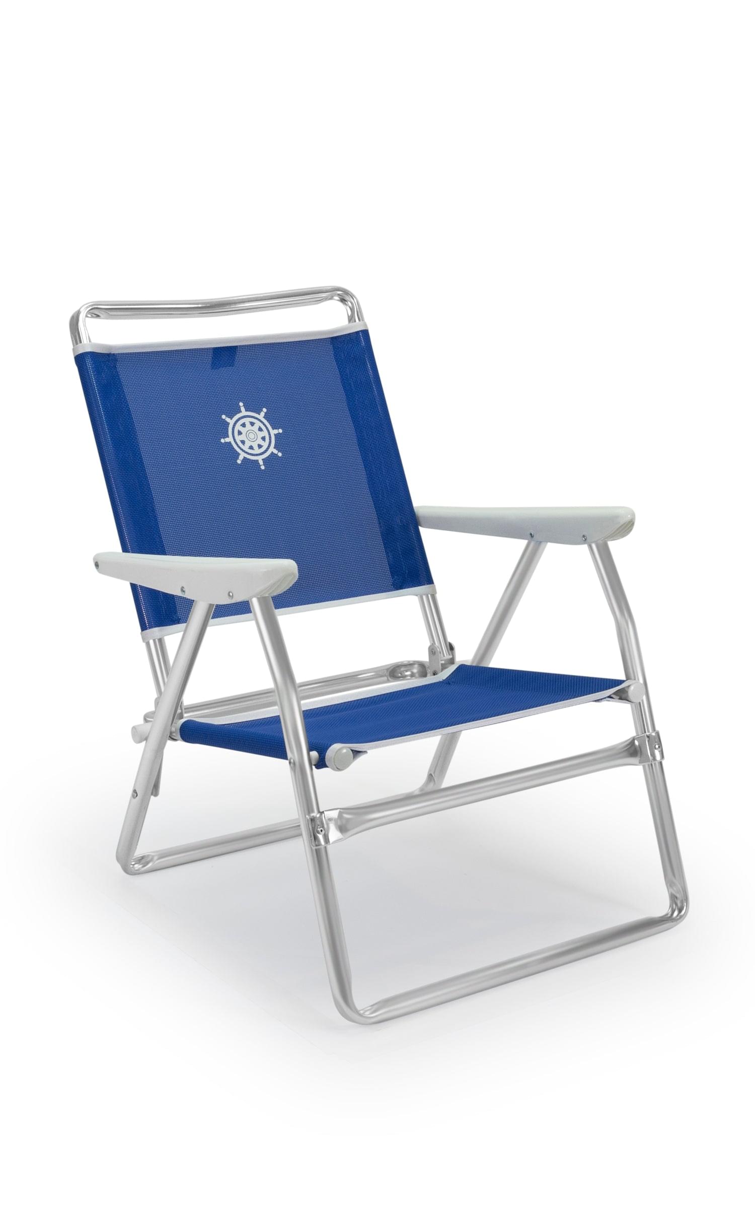 FORMA MARINE  Beach Chair with Plastic Armrests-Textilene Fabric Folding Aluminum White PA600B #color_blue