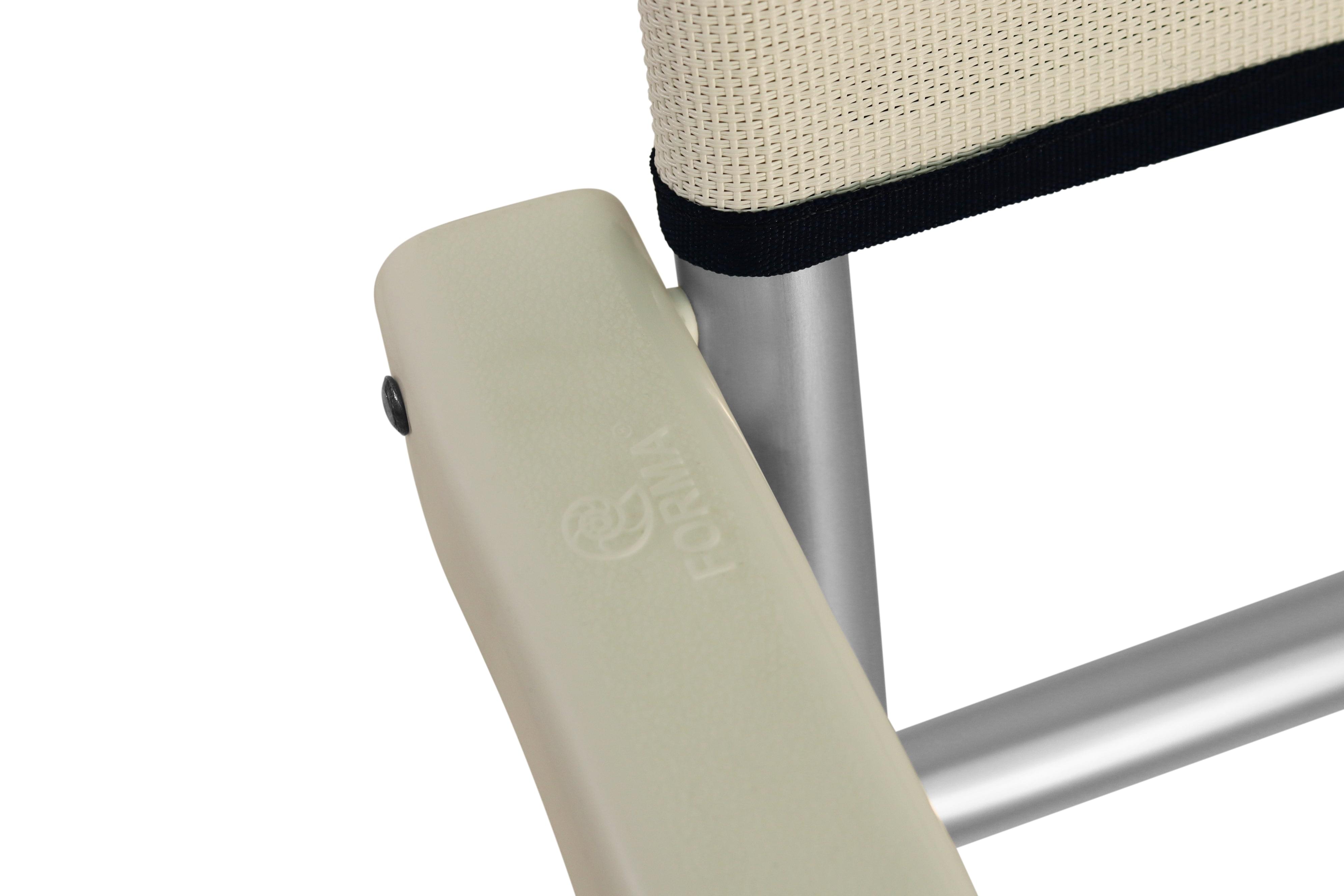 FORMA MARINE Boat Chair Folding Aluminum White Textilene Fabric White Plastic Armrests, Set of 2 M100PW #color_white vinyl