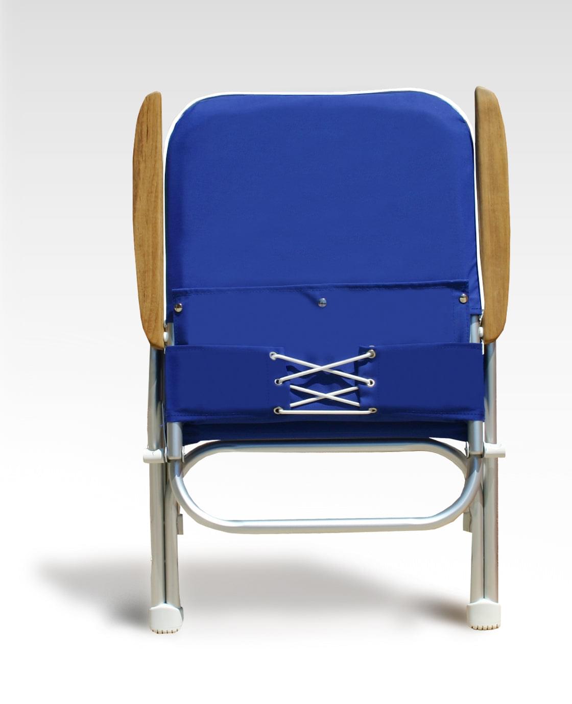 FORMA MARINE Boat Chair with Teak Armrests High Back Blue Padded Folding Aluminum Large -V100B #color_blue