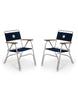FORMA MARINE Folding Aluminum Navy Blue Boat Chair with Bamboo Armrests, Set of 2 chairs model ECO100NB