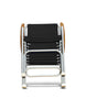 FORMA MARINE Folding Aluminum High Back Black Boat Chair with Bamboo Armrests, Model ECO150BL