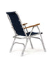 FORMA MARINE Folding Aluminum High Back Navy Blue Boat Chair with Bamboo Armrests, Model ECO150NB