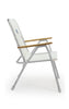 FORMA MARINE Folding Aluminum High Back White Textilene Boat Chair with Teak Armrests, Set of 2 Chairs Model M150VW