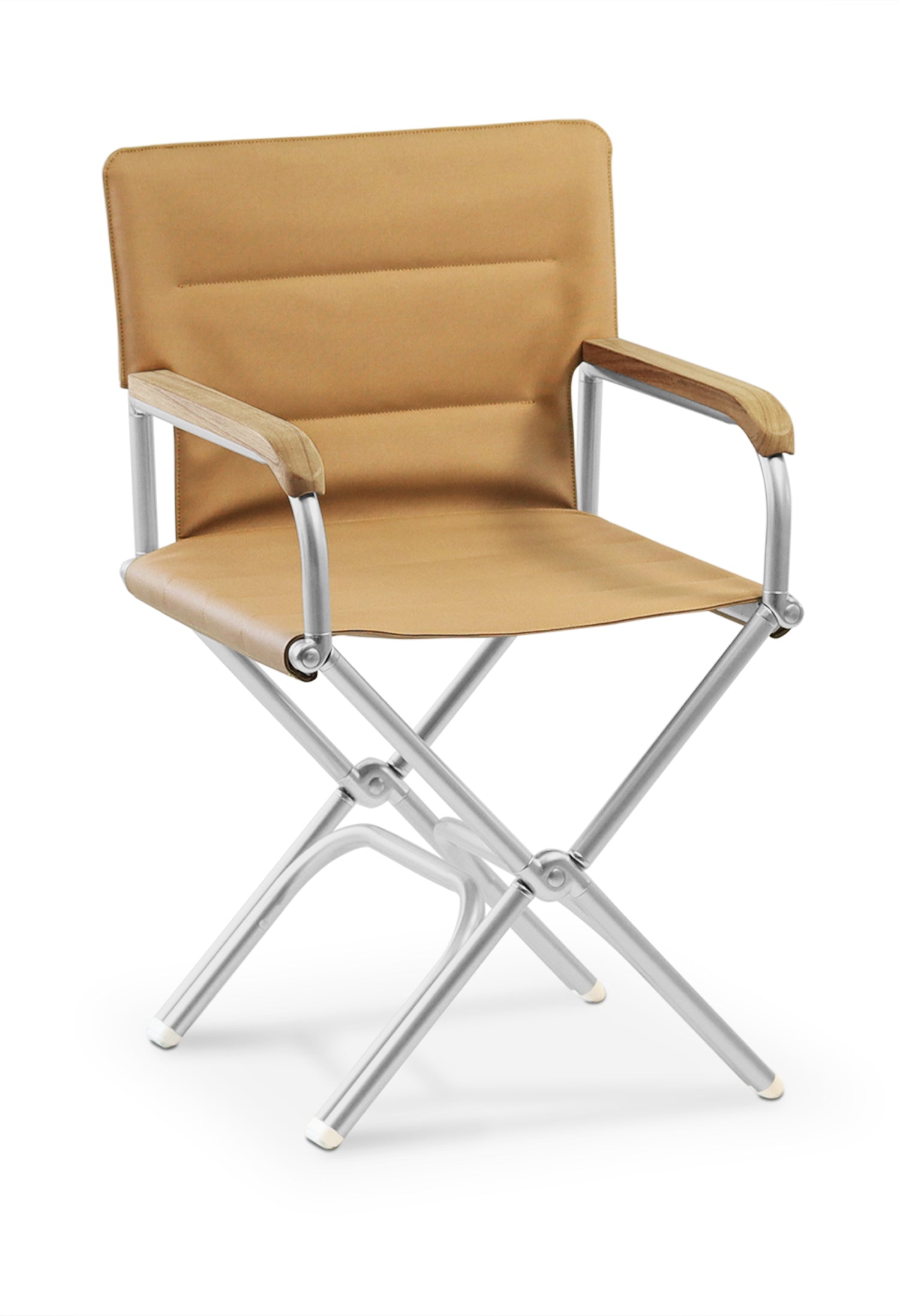 FORMA MARINE Boat Chair High-End Folding Aluminum with Teak Armrests and uniform Fabric A6000BRTUNI #color_brown
