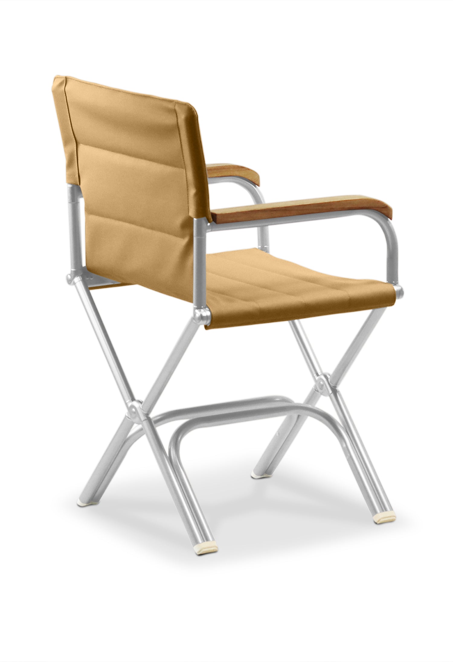 FORMA MARINE Boat Chair High-End Folding Aluminum with Teak Armrests and uniform Fabric A6000BRTUNI #color_brown