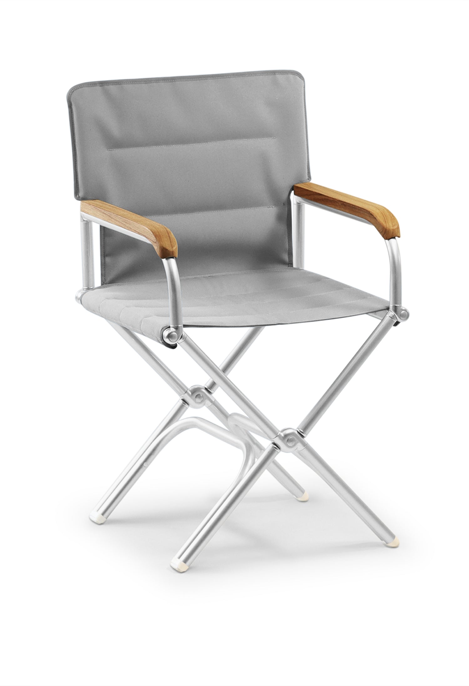 FORMA MARINE Boat Chair High-End Folding Aluminum with Teak Armrests and uniform Fabric A6000GTUNI #color_grey