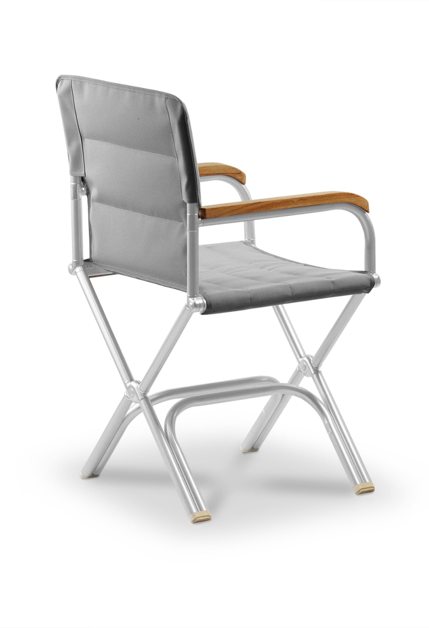 FORMA MARINE Boat Chair High-End Folding Aluminum with Teak Armrests and uniform Fabric A6000GTUNI #color_grey