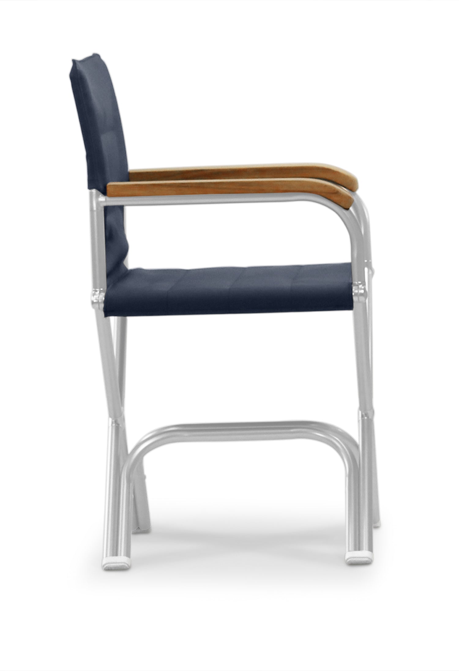 FORMA MARINE Boat Chair High-End Folding Aluminum with Teak Armrests and uniform Fabric A6000NBTUNI #color_navy