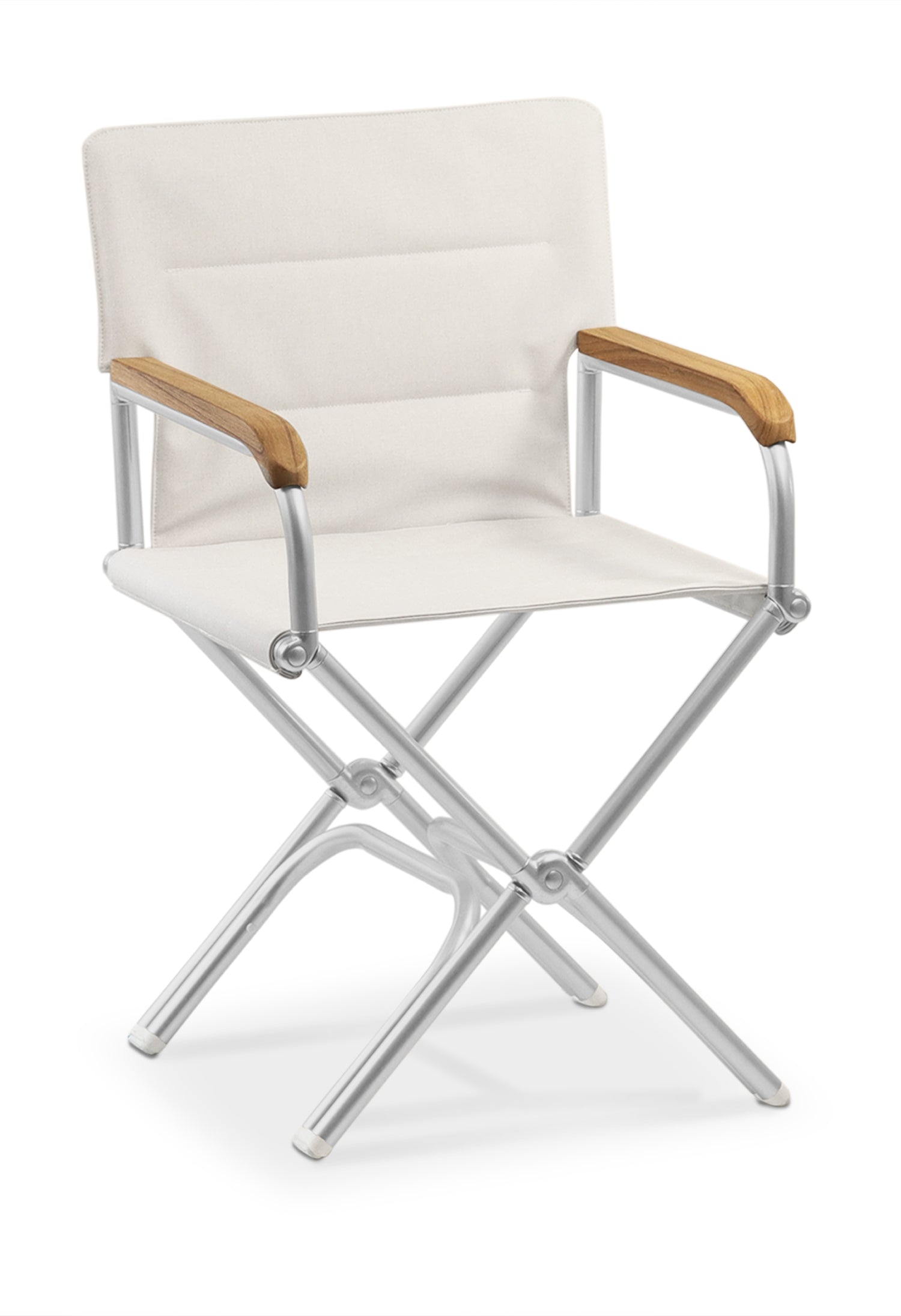 FORMA MARINE Boat Chair High-End Folding Aluminum with Teak Armrests and uniform Fabric A6000WTUNI #color_white