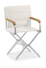 High-End Folding Aluminum Boat Chair with Teak Armrests-A6000WTUNI