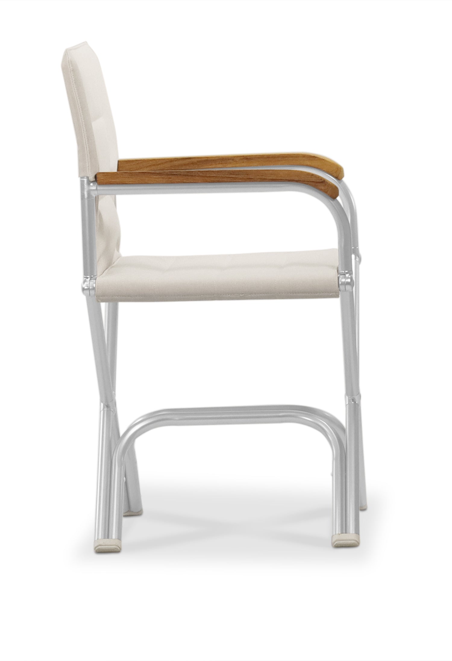 FORMA MARINE Boat Chair High-End Folding Aluminum with Teak Armrests and uniform Fabric A6000WTUNI #color_white