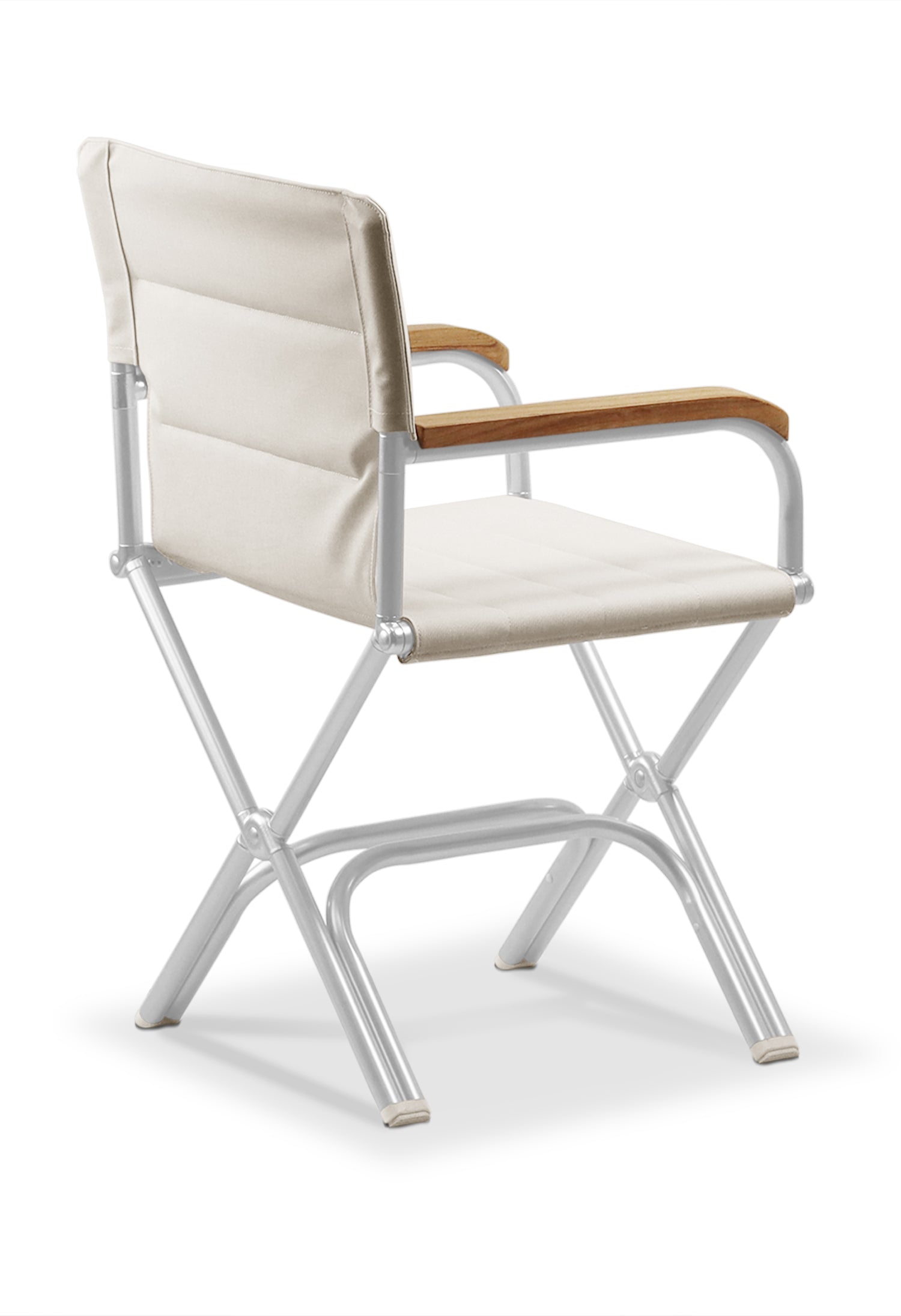 FORMA MARINE Boat Chair High-End Folding Aluminum with Teak Armrests and uniform Fabric A6000WTUNI #color_white