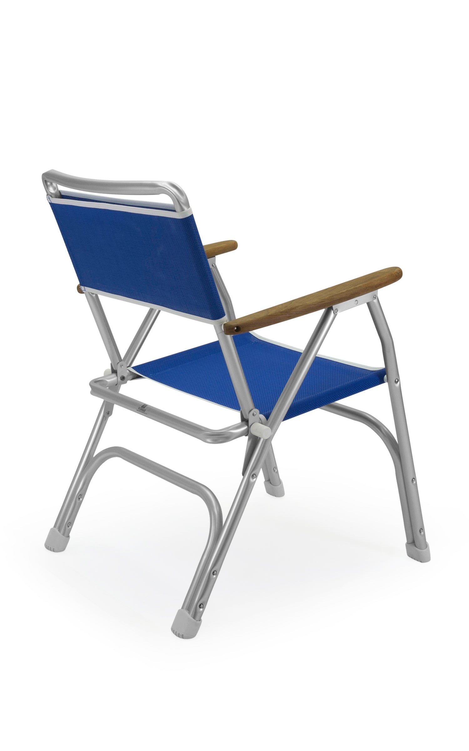 FORMA MARINE Boat Chair Folding Aluminum Blue with Teak Armrests, M100B #color_blue