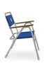 Forma Marine Chair with navy backrest and seat, teak armrests, and aluminum frame M155B #color_blue
